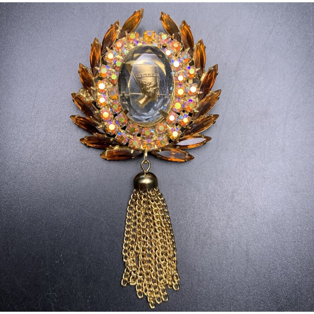 Juliana Egyptian Revival Nefertiti Brooch Pin PLEASE READ DESCRIPTION CONDITION